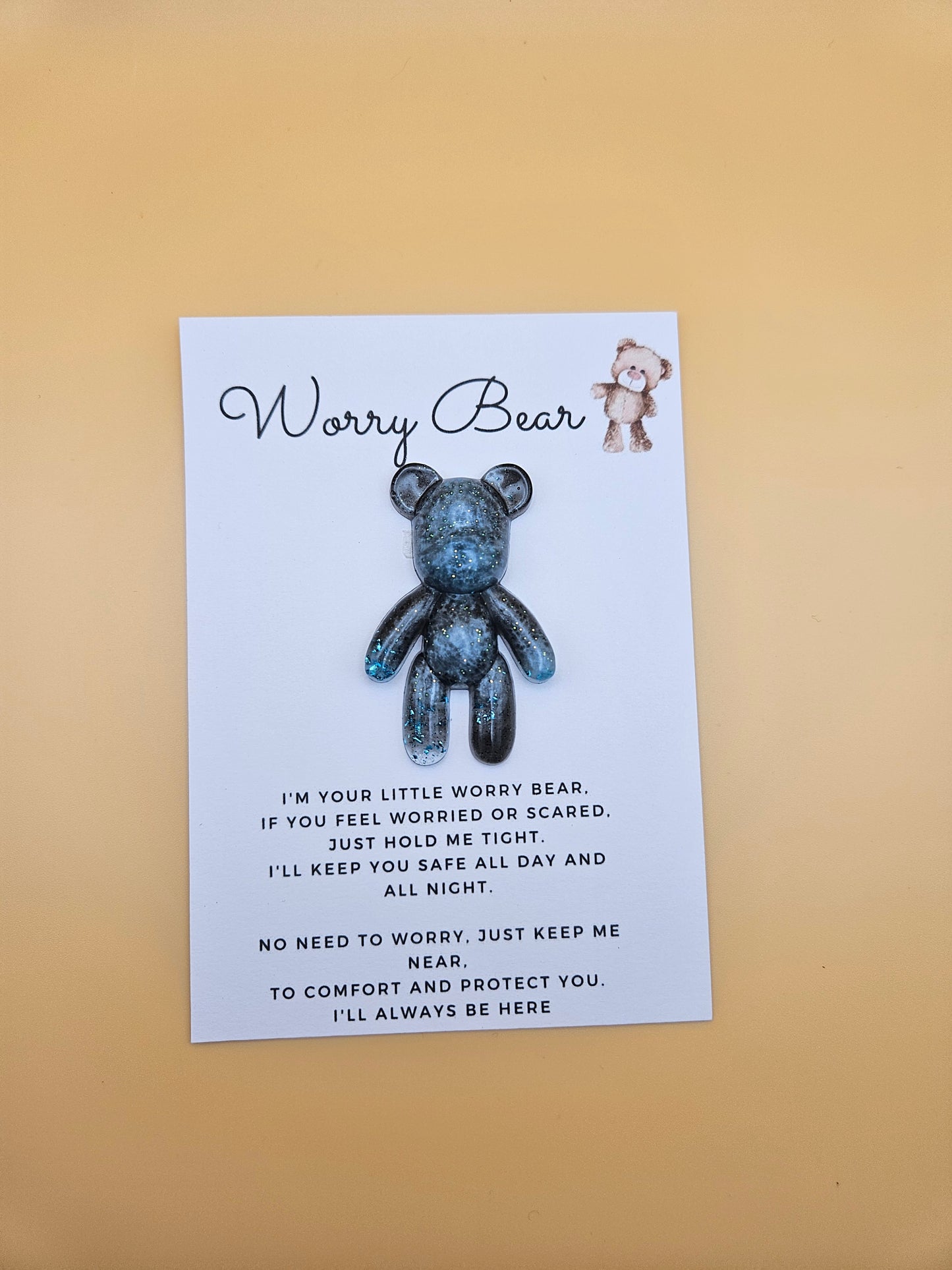 Resin Worry Bear/Anxiety reducing/Lucky mascot/Thoughtful Gift/Comforting & discreet pocket bear/hug/birthday/exams/new job/first day at school