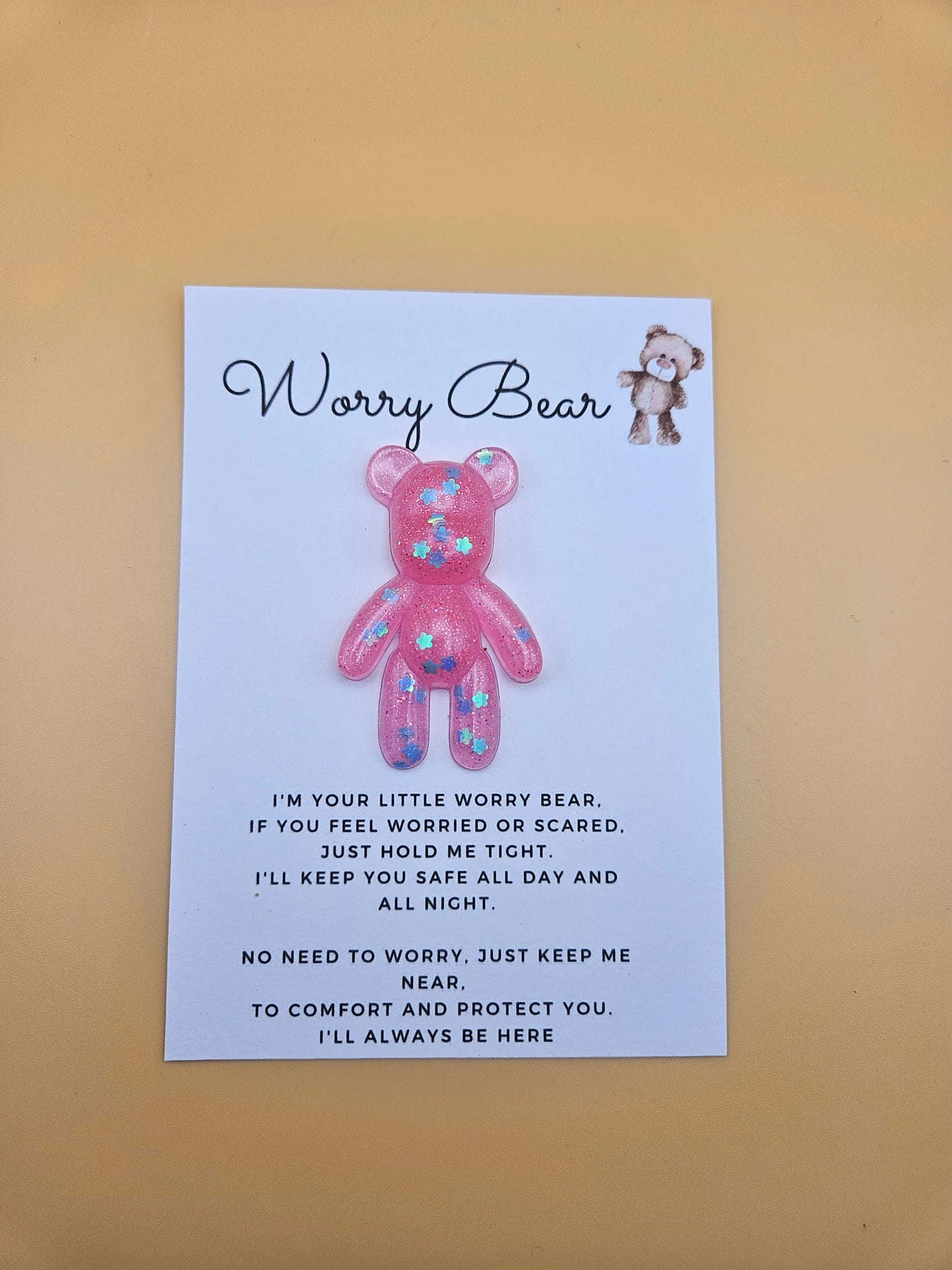 Resin Worry Bear/Anxiety reducing/Lucky mascot/Thoughtful Gift/Comforting & discreet pocket bear/hug/birthday/exams/new job/first day at school