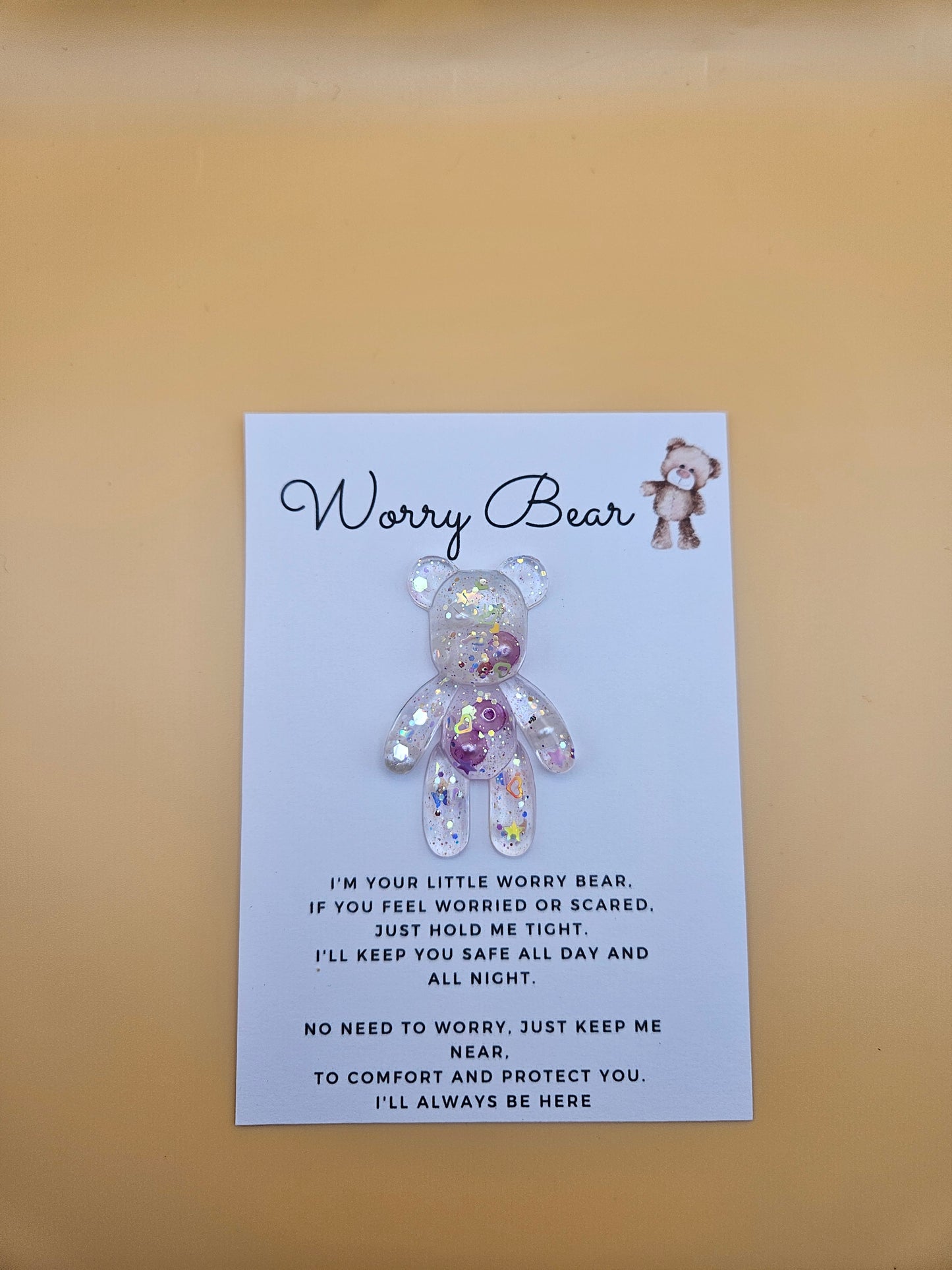 Resin Worry Bear/Anxiety reducing/Lucky mascot/Thoughtful Gift/Comforting & discreet pocket bear/hug/birthday/exams/new job/first day at school