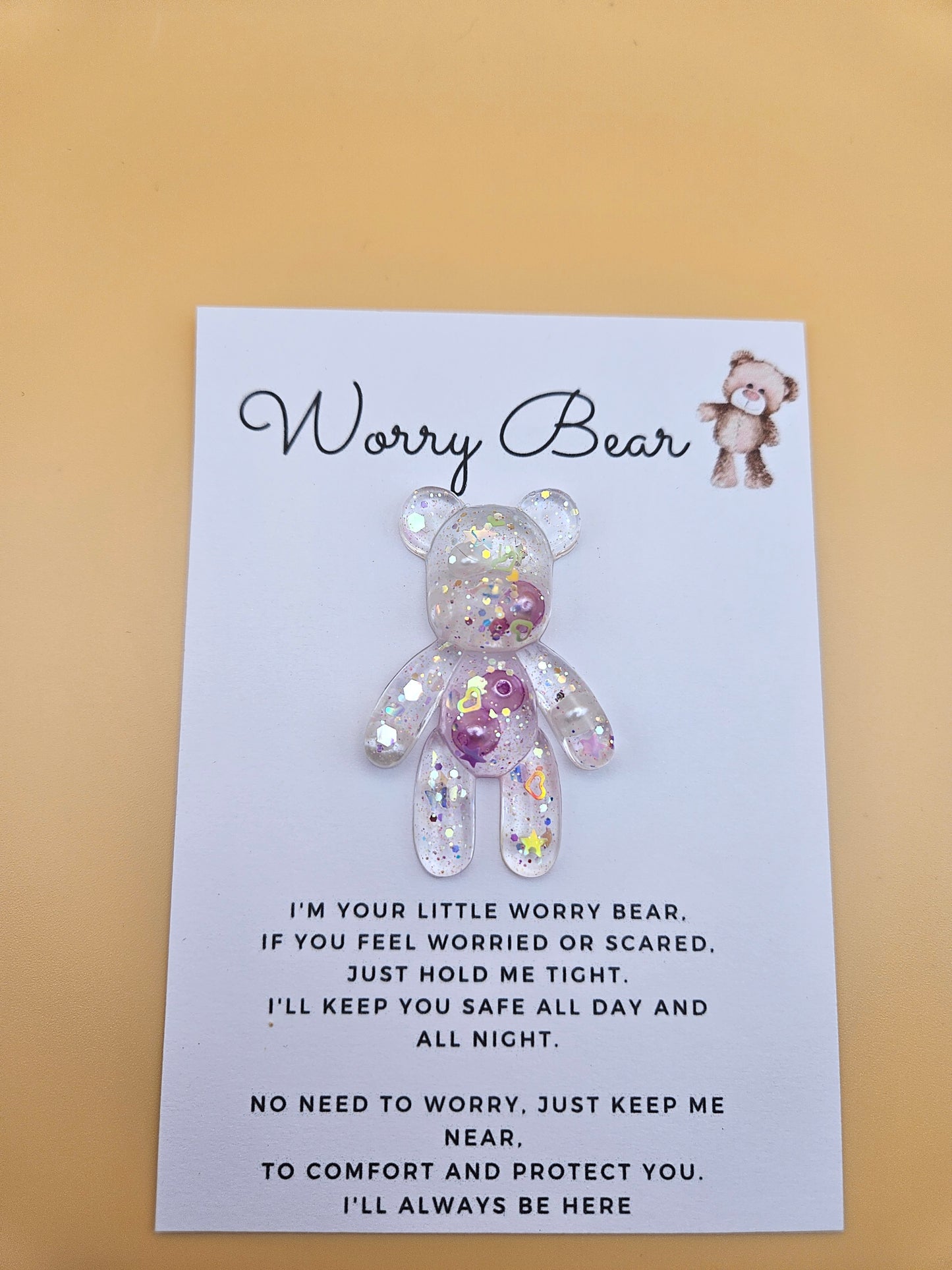Resin Worry Bear/Anxiety reducing/Lucky mascot/Thoughtful Gift/Comforting & discreet pocket bear/hug/birthday/exams/new job/first day at school