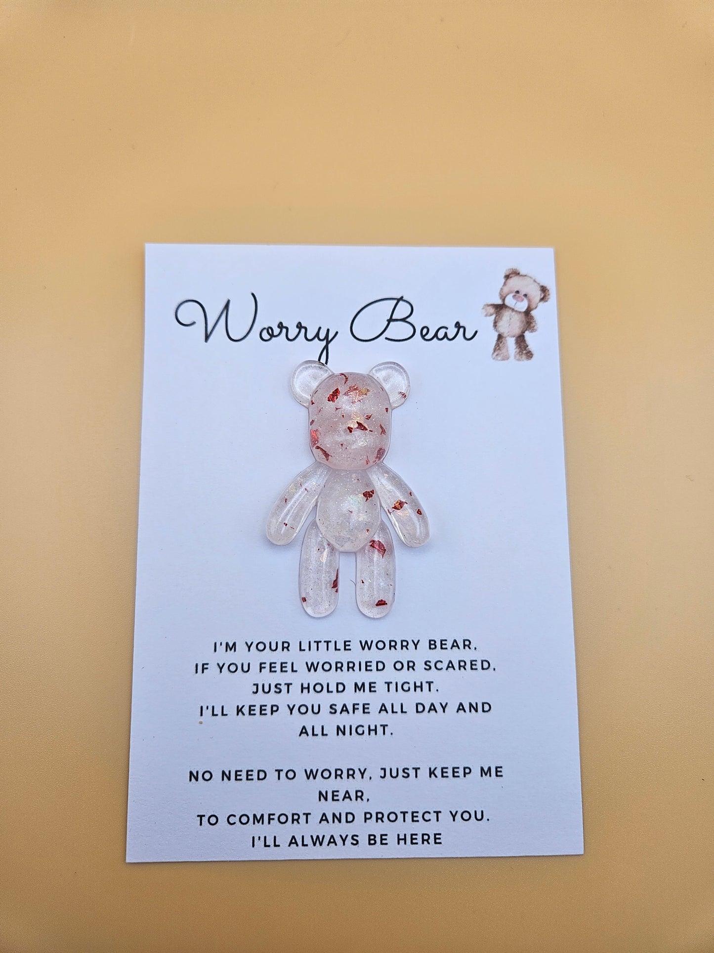 Resin Worry Bear/Anxiety reducing/Lucky mascot/Thoughtful Gift/Comforting & discreet pocket bear/hug/birthday/exams/new job/first day at school