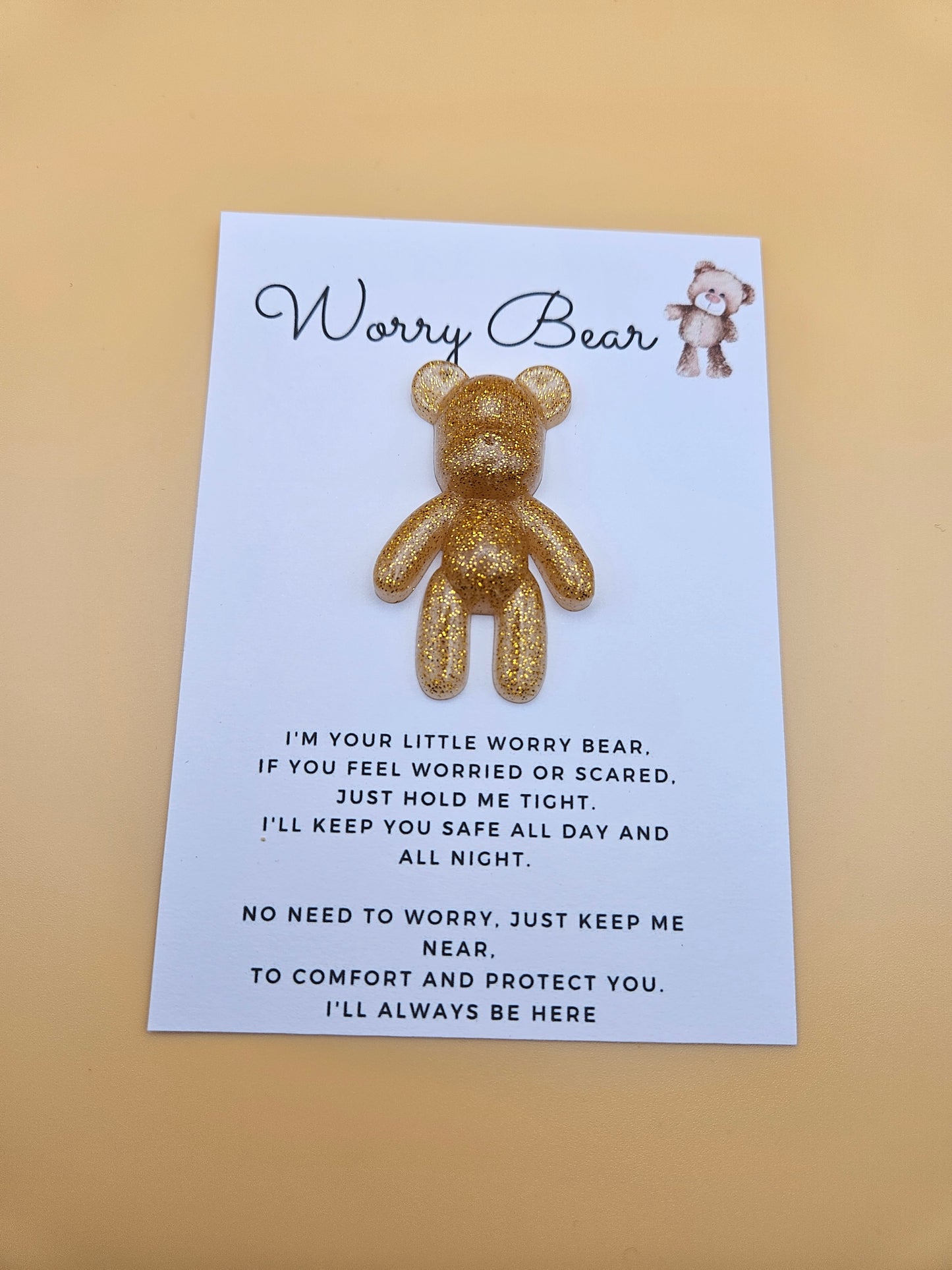 Resin Worry Bear/Anxiety reducing/Lucky mascot/Thoughtful Gift/Comforting & discreet pocket bear/hug/birthday/exams/new job/first day at school