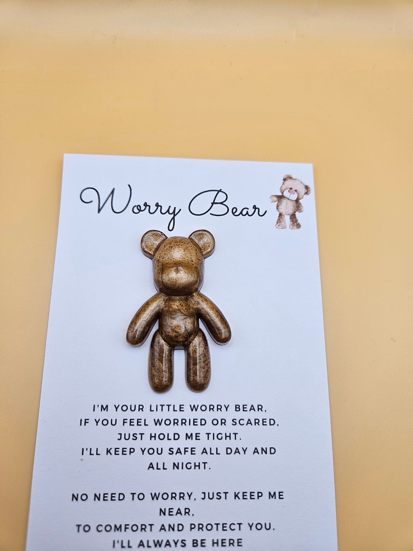 Resin Worry Bear/Anxiety reducing/Lucky mascot/Thoughtful Gift/Comforting & discreet pocket bear/hug/birthday/exams/new job/first day at school