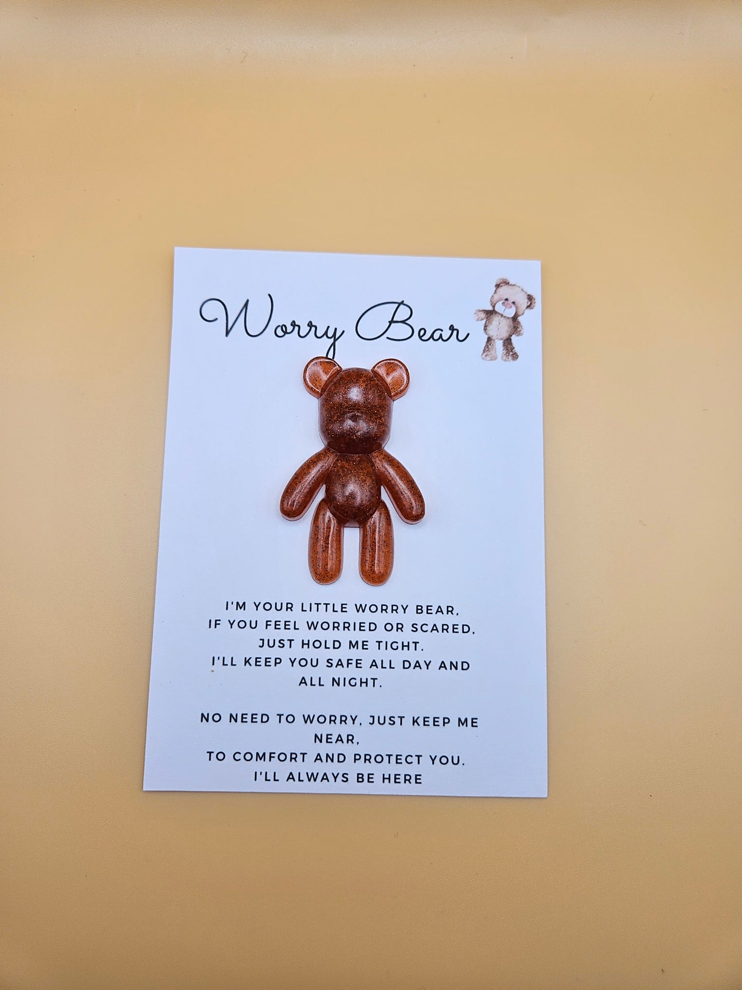 Resin Worry Bear/Anxiety reducing/Lucky mascot/Thoughtful Gift/Comforting & discreet pocket bear/hug/birthday/exams/new job/first day at school