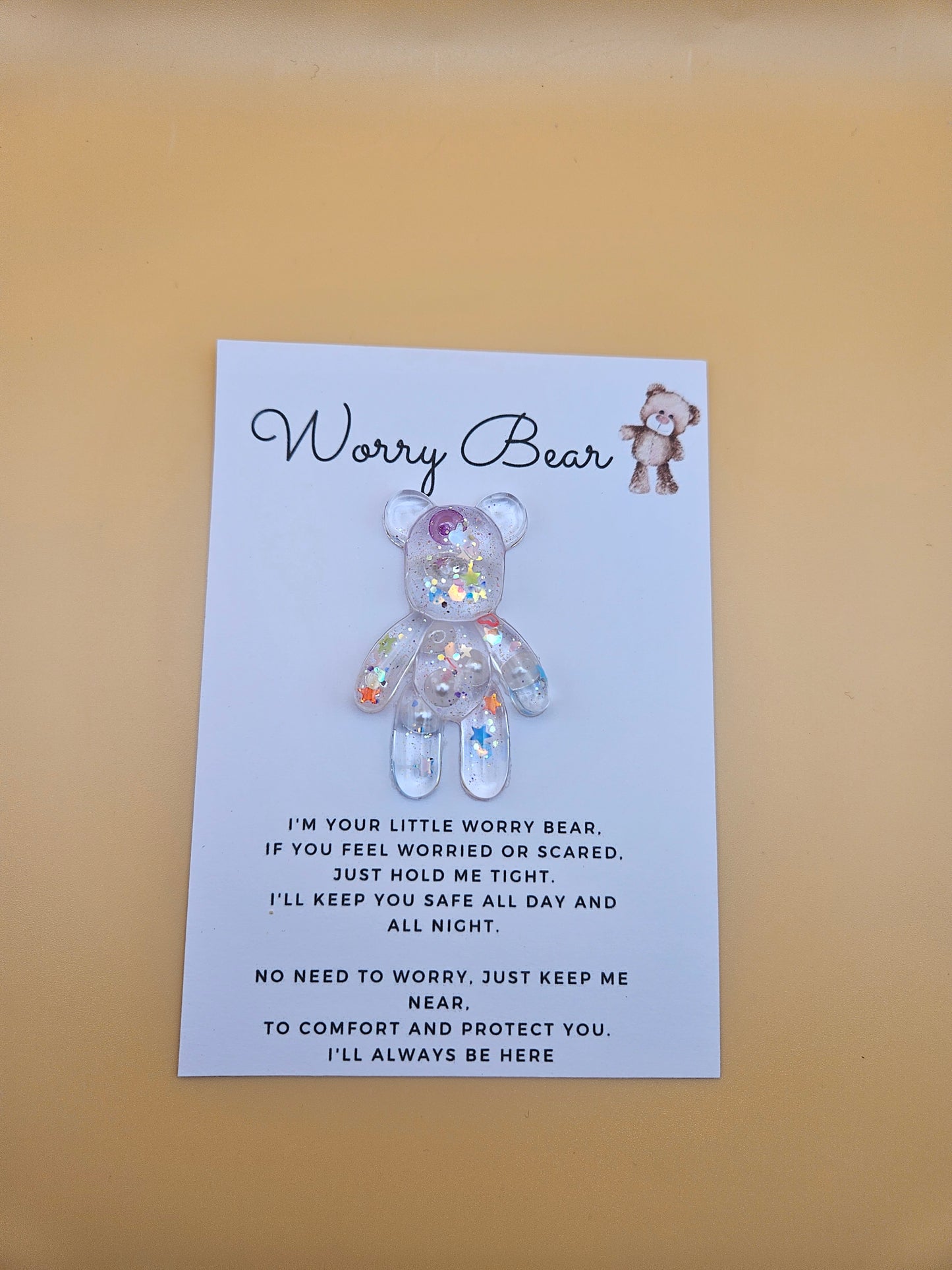 Resin Worry Bear/Anxiety reducing/Lucky mascot/Thoughtful Gift/Comforting & discreet pocket bear/hug/birthday/exams/new job/first day at school
