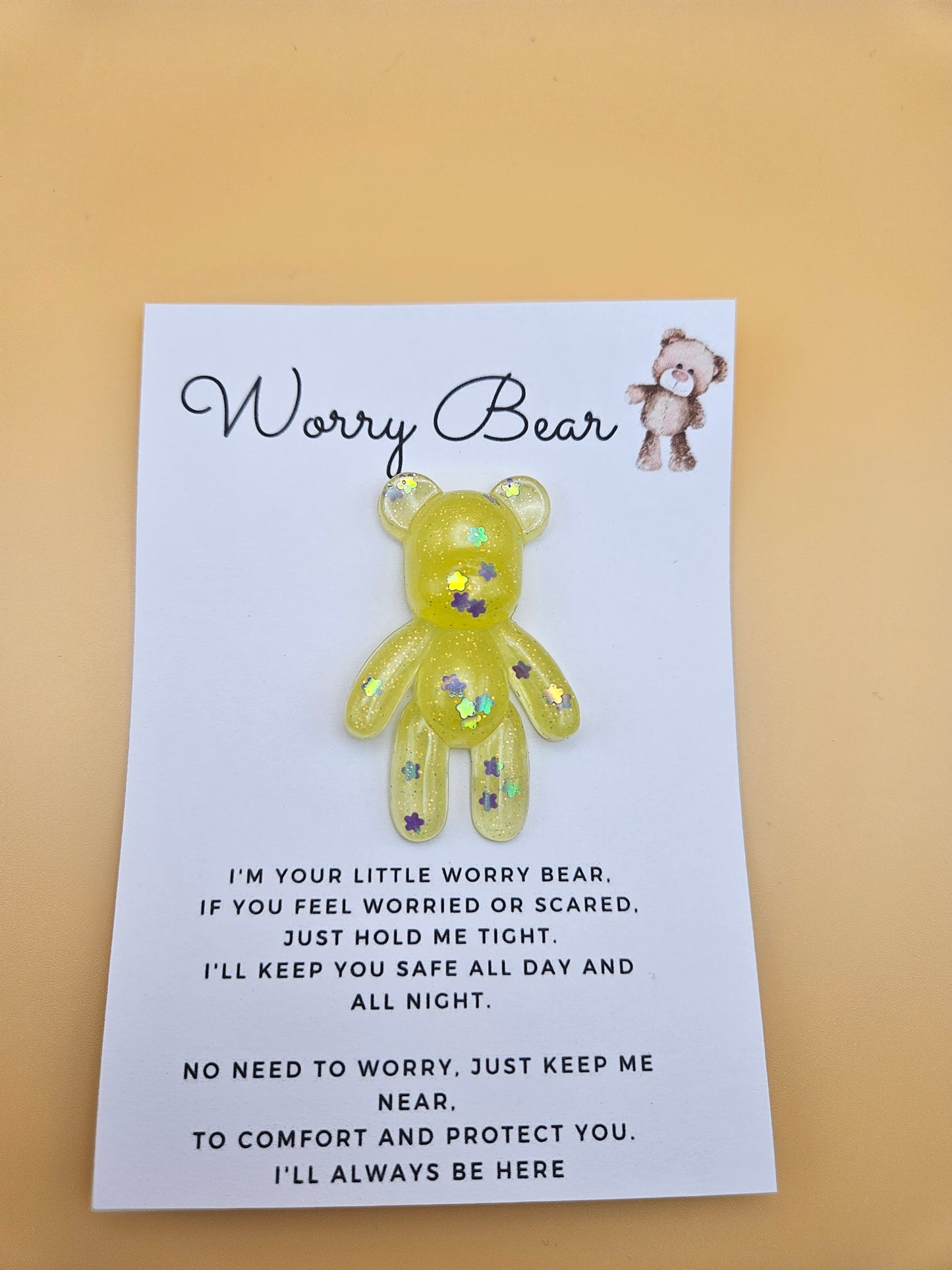 Resin Worry Bear/Anxiety reducing/Lucky mascot/Thoughtful Gift/Comforting & discreet pocket bear/hug/birthday/exams/new job/first day at school
