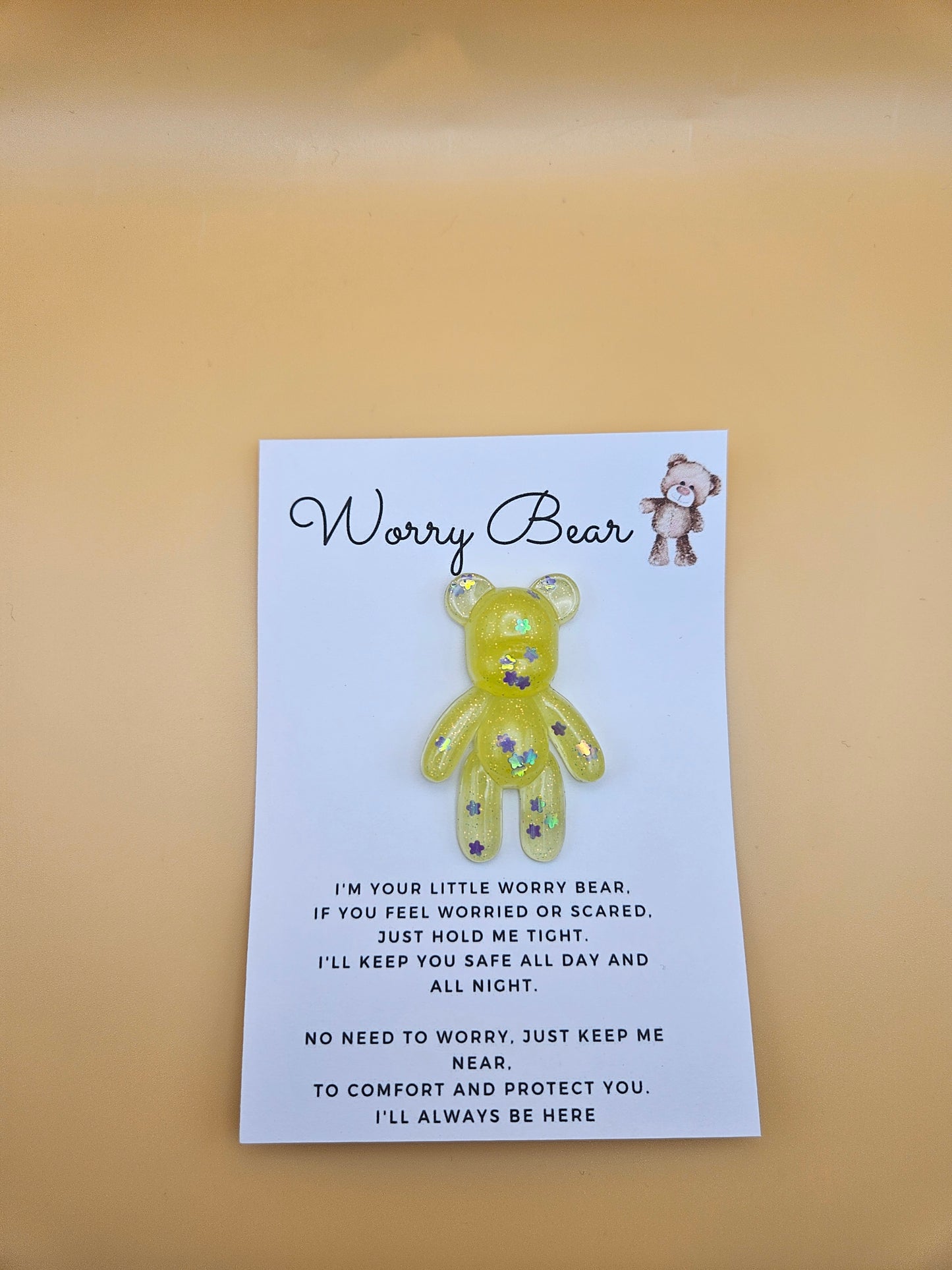 Resin Worry Bear/Anxiety reducing/Lucky mascot/Thoughtful Gift/Comforting & discreet pocket bear/hug/birthday/exams/new job/first day at school