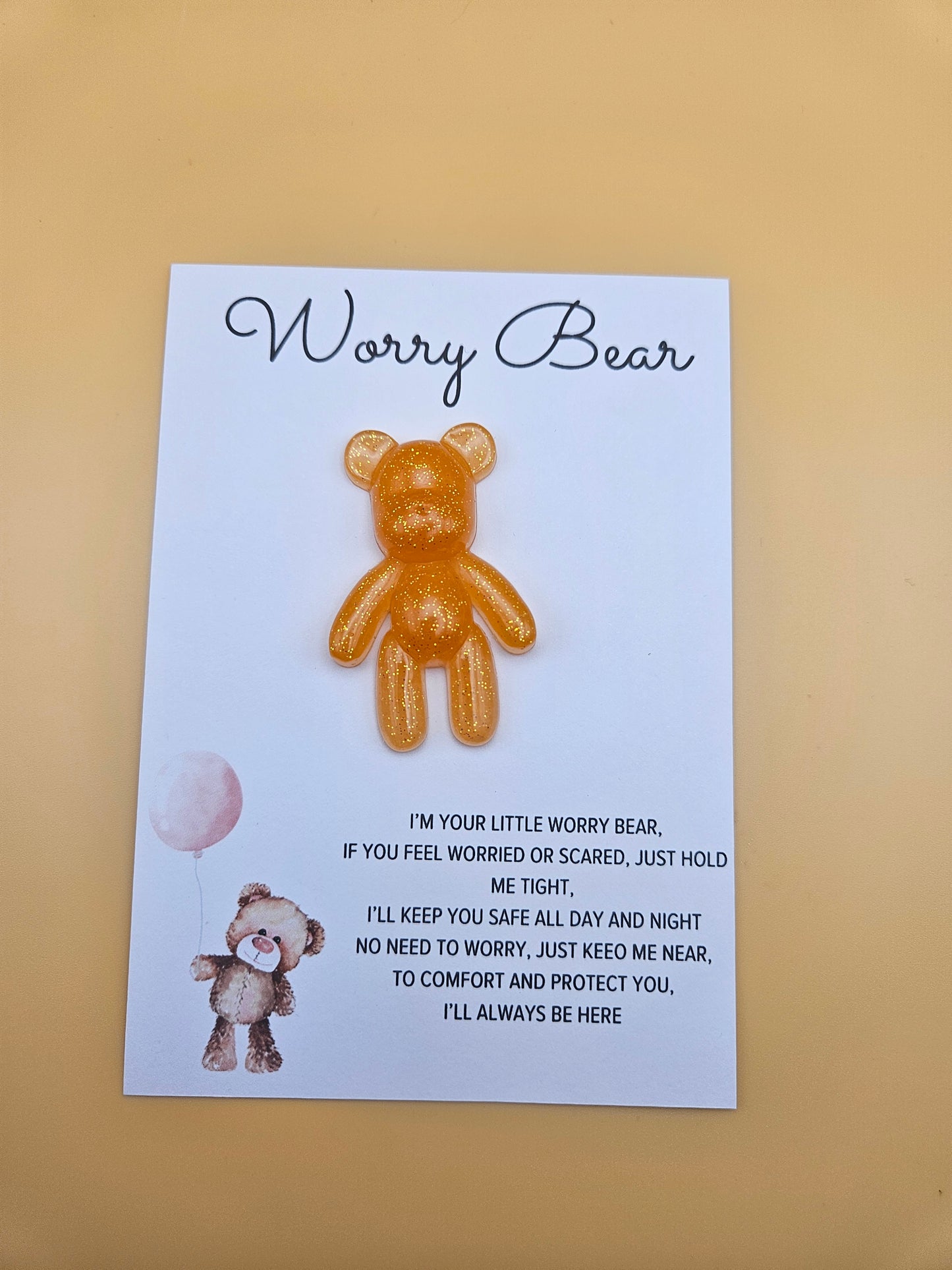Resin Worry Bear/Anxiety reducing/Lucky mascot/Thoughtful Gift/Comforting & discreet pocket bear/hug/birthday/exams/new job/first day at school