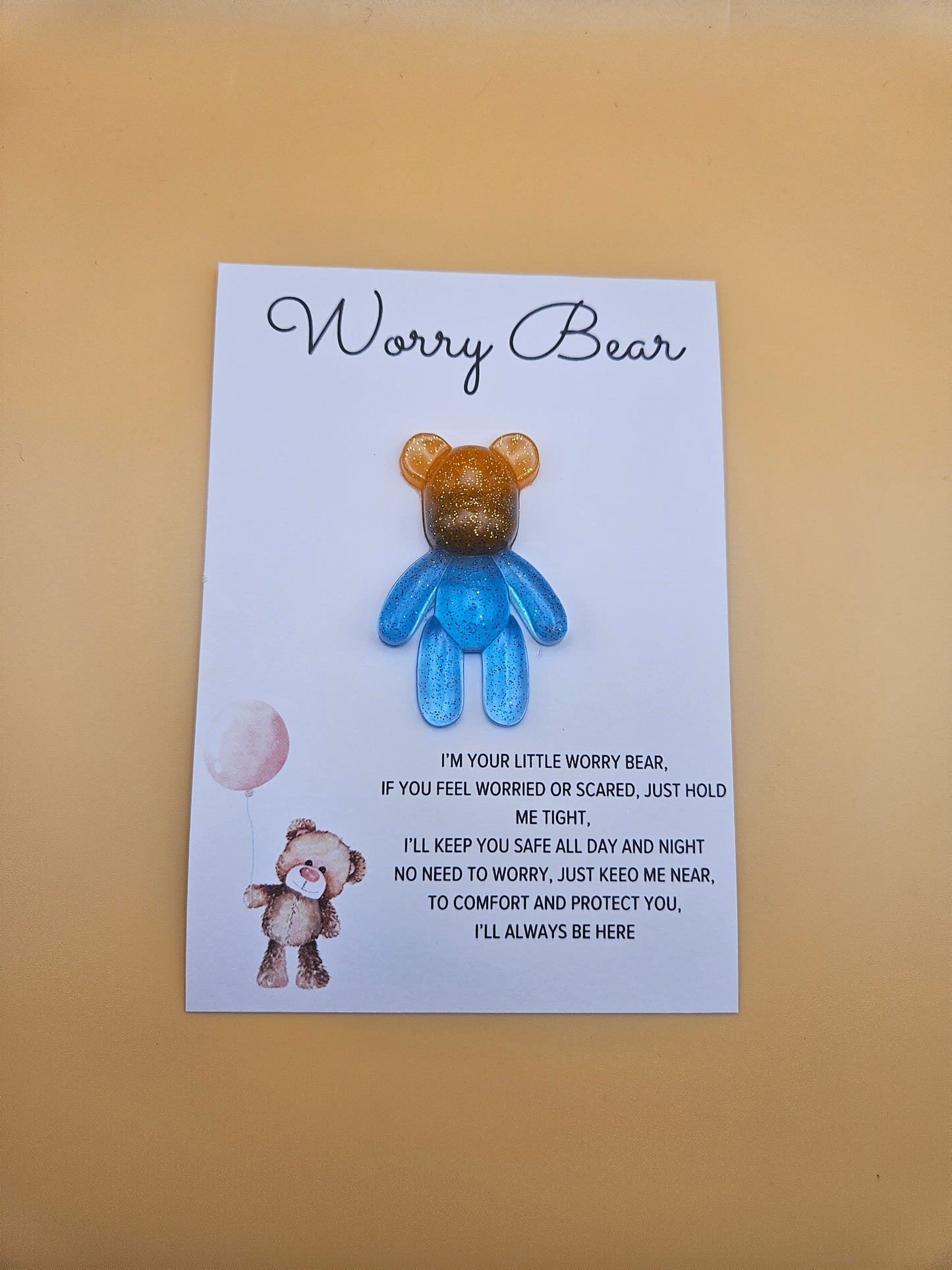 Resin Worry Bear/Anxiety reducing/Lucky mascot/Thoughtful Gift/Comforting & discreet pocket bear/hug/birthday/exams/new job/first day at school
