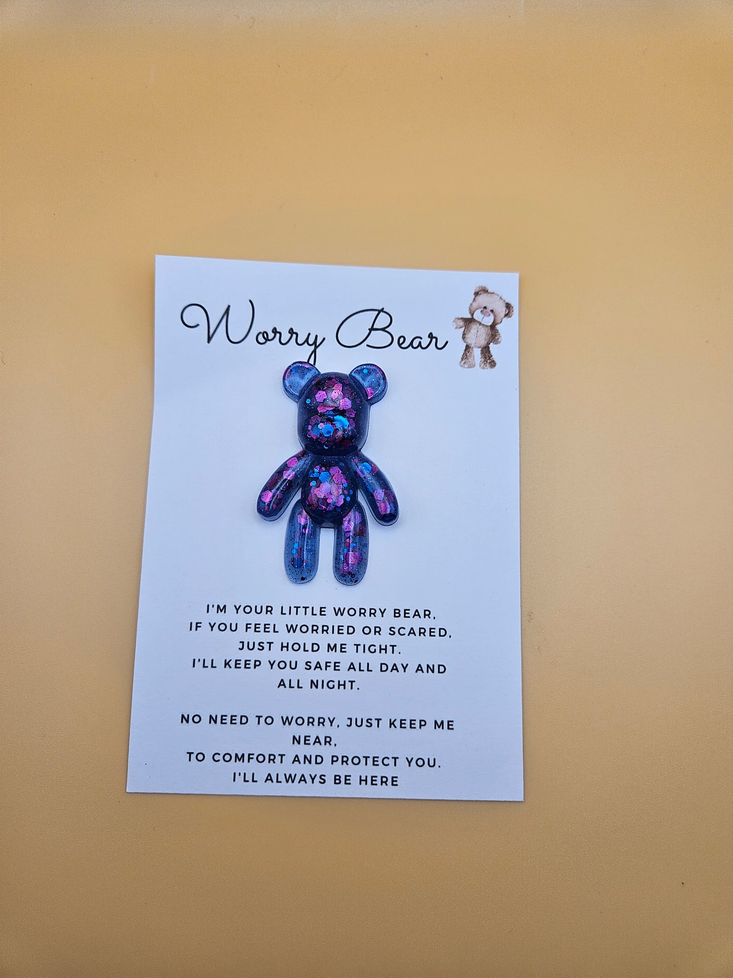 Resin Worry Bear/Anxiety reducing/Lucky mascot/Thoughtful Gift/Comforting & discreet pocket bear/hug/birthday/exams/new job/first day at school