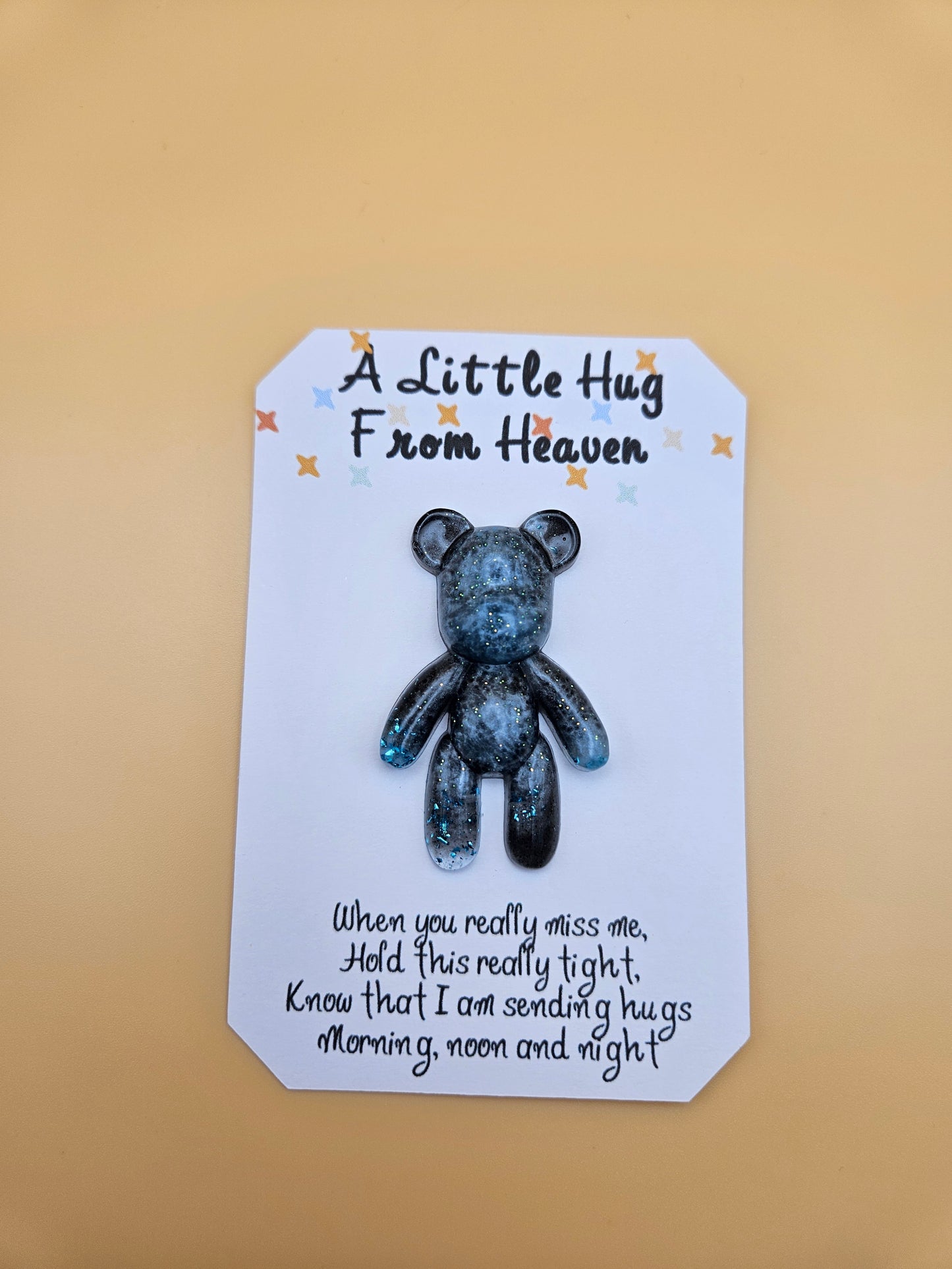 Made to Order Personalised Bear/Pocket Hug from Heaven/Resin bear with Memorial Keepsake/ Thoughtful Gift for Loss of a Loved one