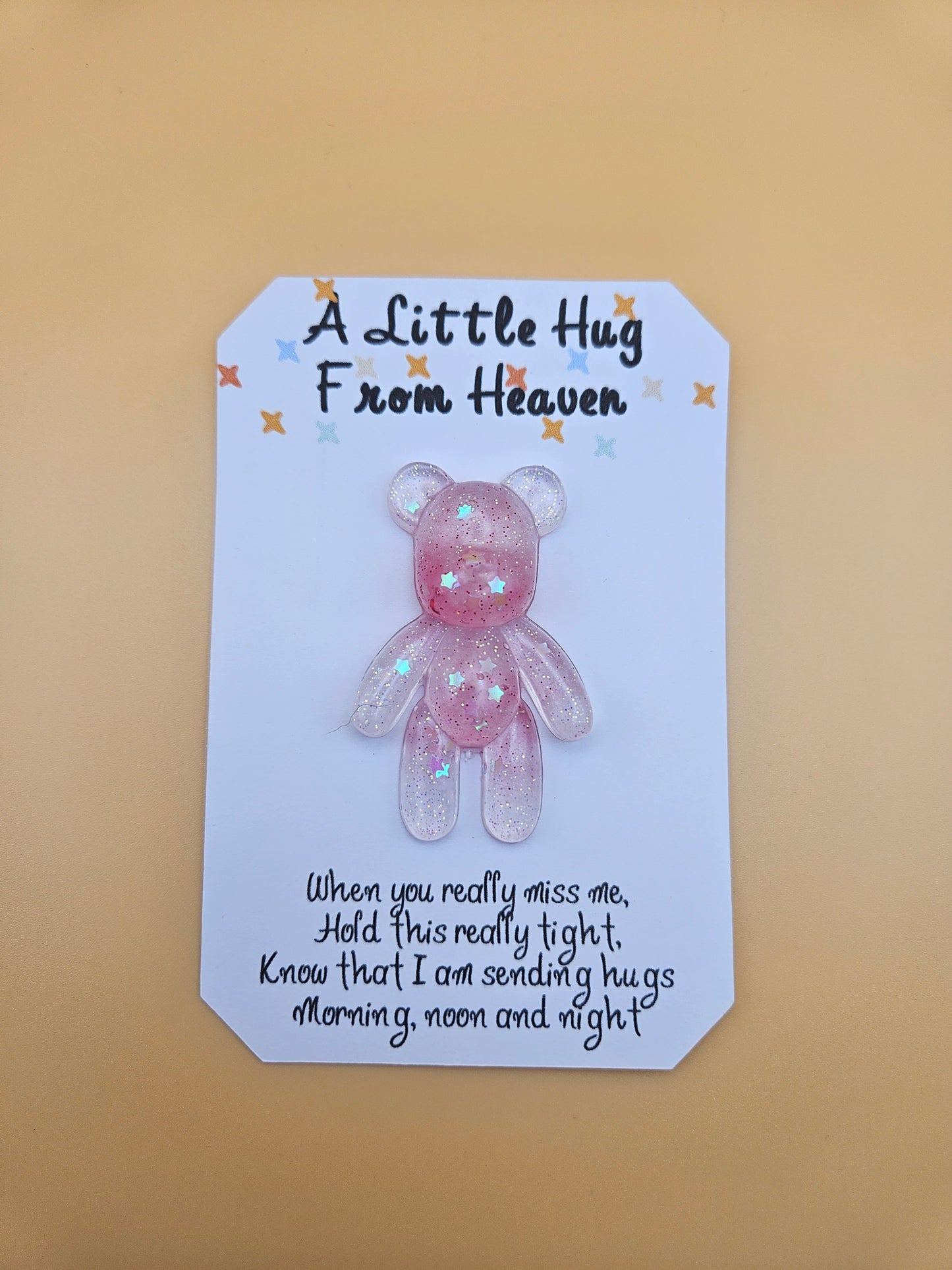 Made to Order Personalised Bear/Pocket Hug from Heaven/Resin bear with Memorial Keepsake/ Thoughtful Gift for Loss of a Loved one