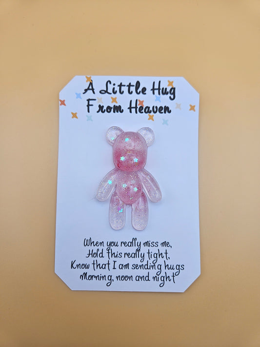 Made to Order Personalised Bear/Pocket Hug from Heaven/Resin bear with Memorial Keepsake/ Thoughtful Gift for Loss of a Loved one