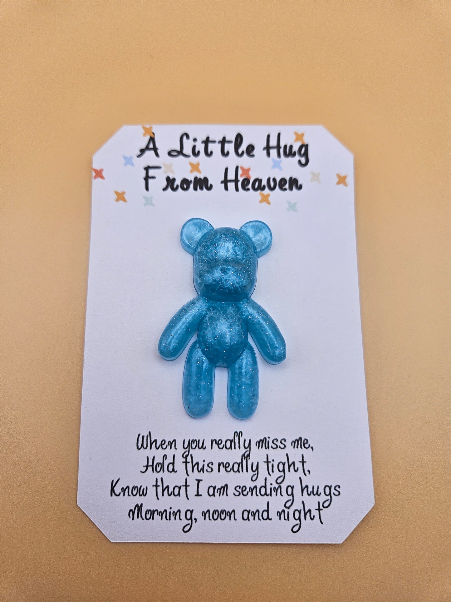 Made to Order Personalised Bear/Pocket Hug from Heaven/Resin bear with Memorial Keepsake/ Thoughtful Gift for Loss of a Loved one