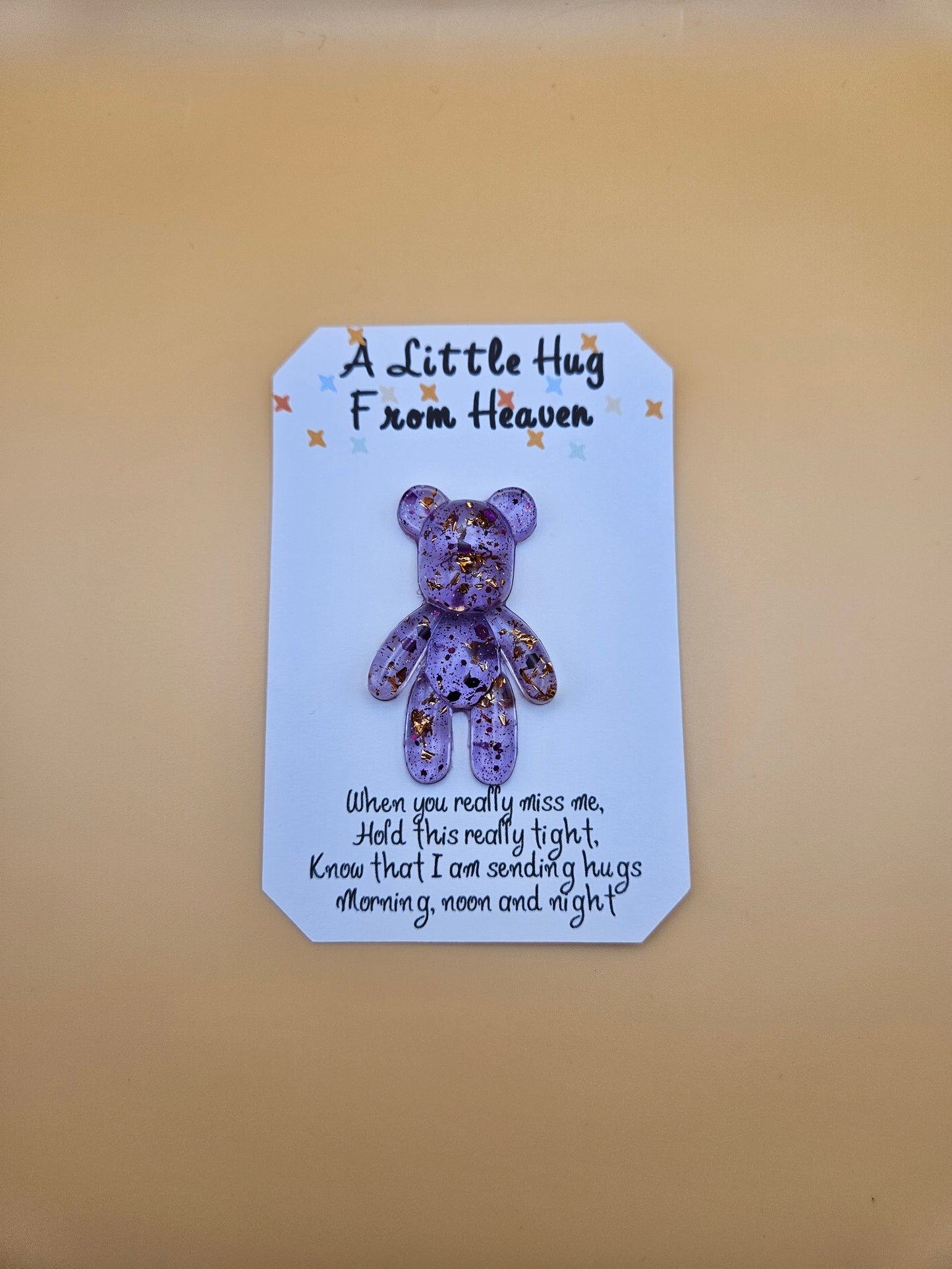 Made to Order Personalised Bear/Pocket Hug from Heaven/Resin bear with Memorial Keepsake/ Thoughtful Gift for Loss of a Loved one