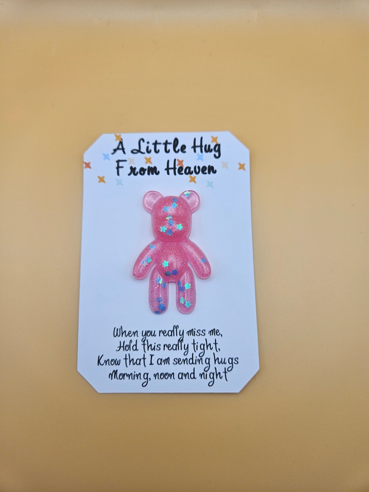 Made to Order Personalised Bear/Pocket Hug from Heaven/Resin bear with Memorial Keepsake/ Thoughtful Gift for Loss of a Loved one