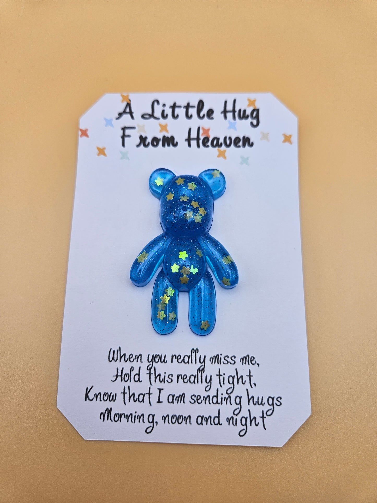 Made to Order Personalised Bear/Pocket Hug from Heaven/Resin bear with Memorial Keepsake/ Thoughtful Gift for Loss of a Loved one