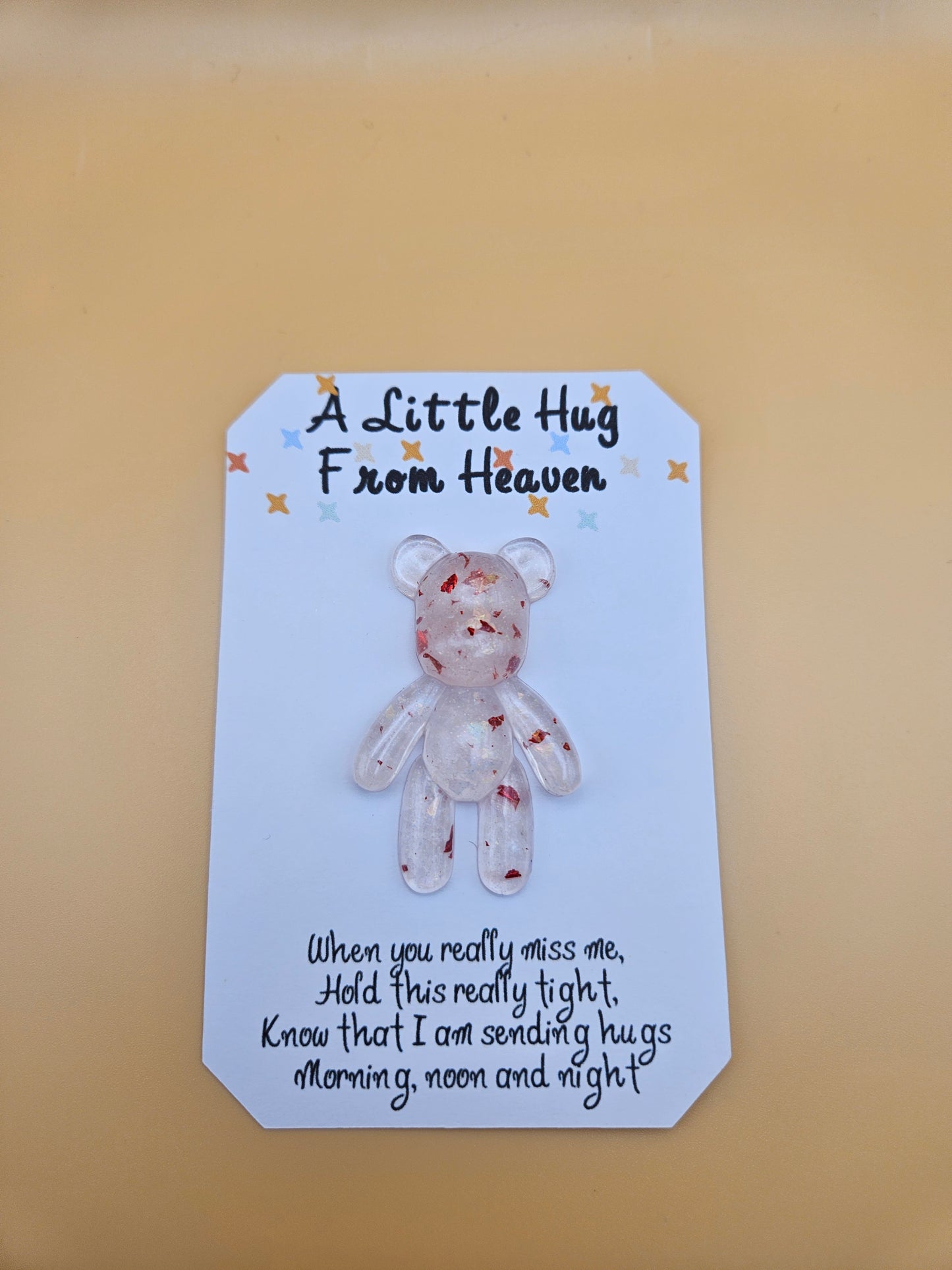Made to Order Personalised Bear/Pocket Hug from Heaven/Resin bear with Memorial Keepsake/ Thoughtful Gift for Loss of a Loved one