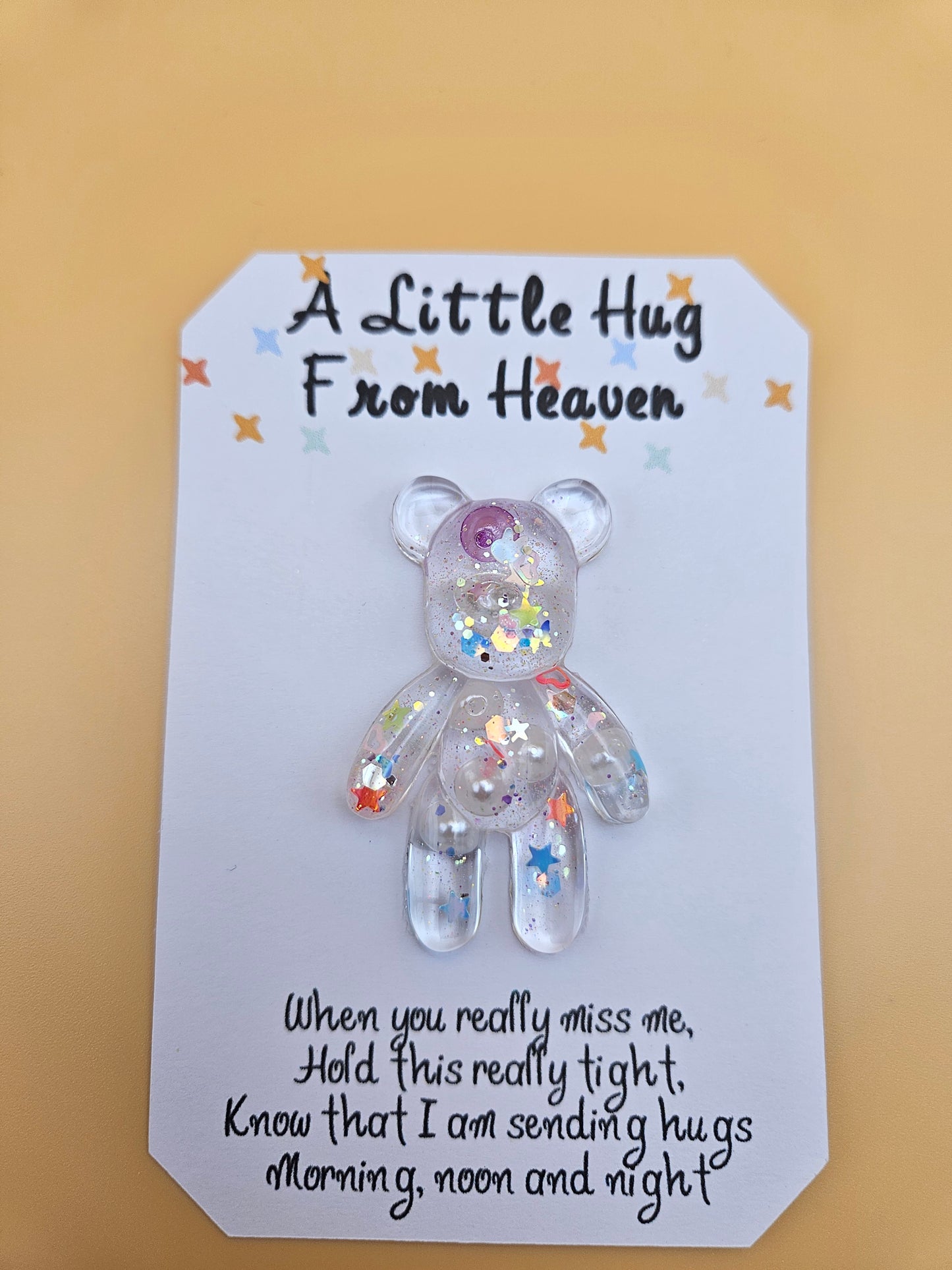 Made to Order Personalised Bear/Pocket Hug from Heaven/Resin bear with Memorial Keepsake/ Thoughtful Gift for Loss of a Loved one