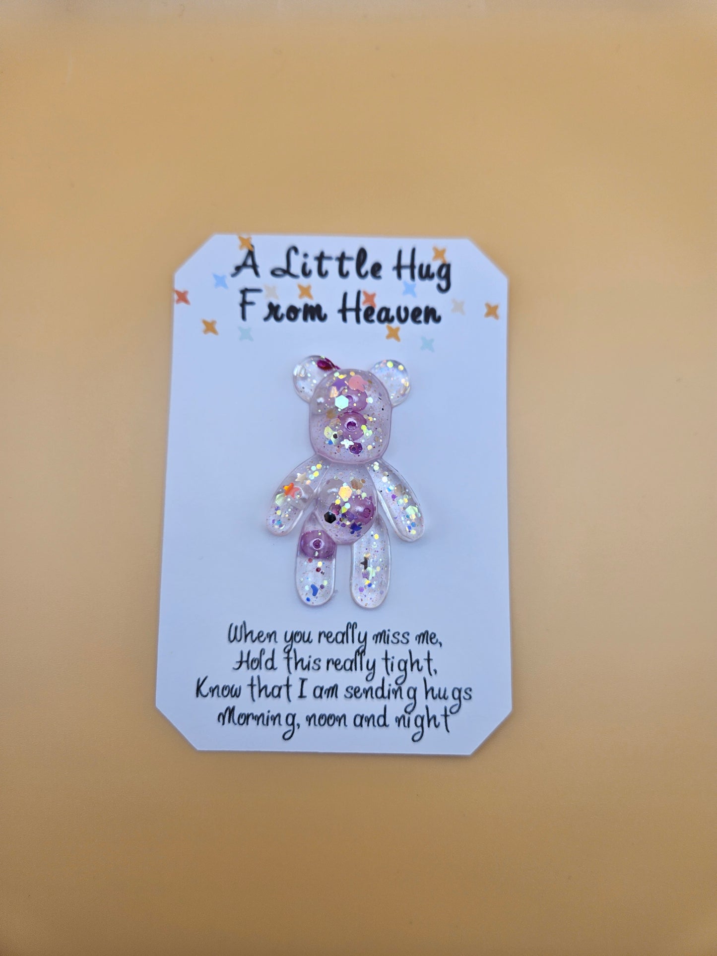 Made to Order Personalised Bear/Pocket Hug from Heaven/Resin bear with Memorial Keepsake/ Thoughtful Gift for Loss of a Loved one