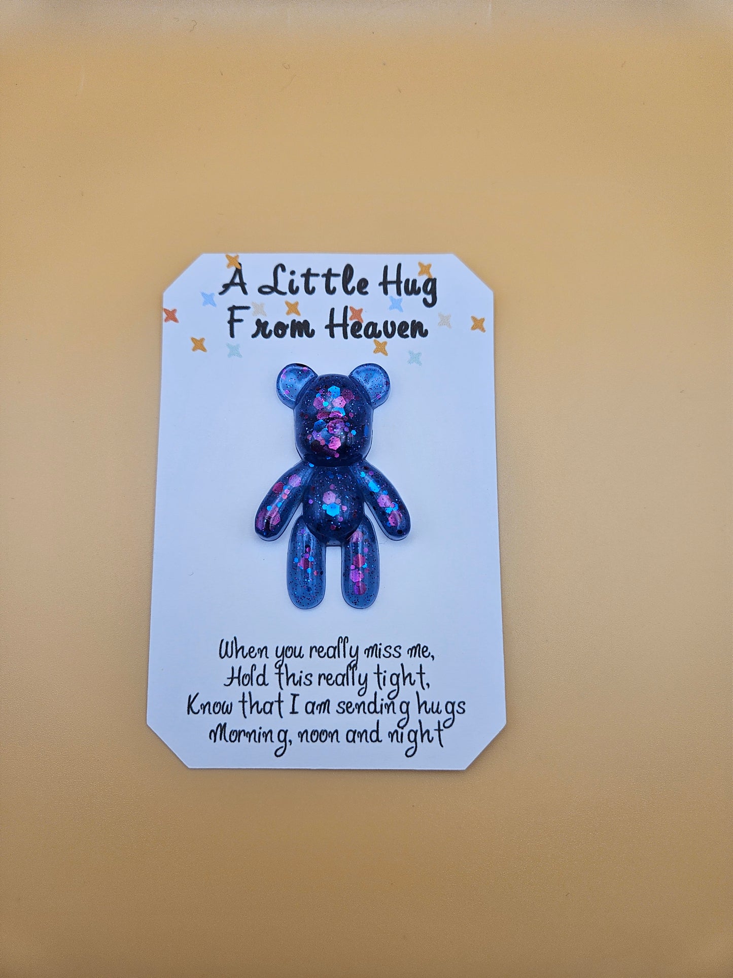 Made to Order Personalised Bear/Pocket Hug from Heaven/Resin bear with Memorial Keepsake/ Thoughtful Gift for Loss of a Loved one