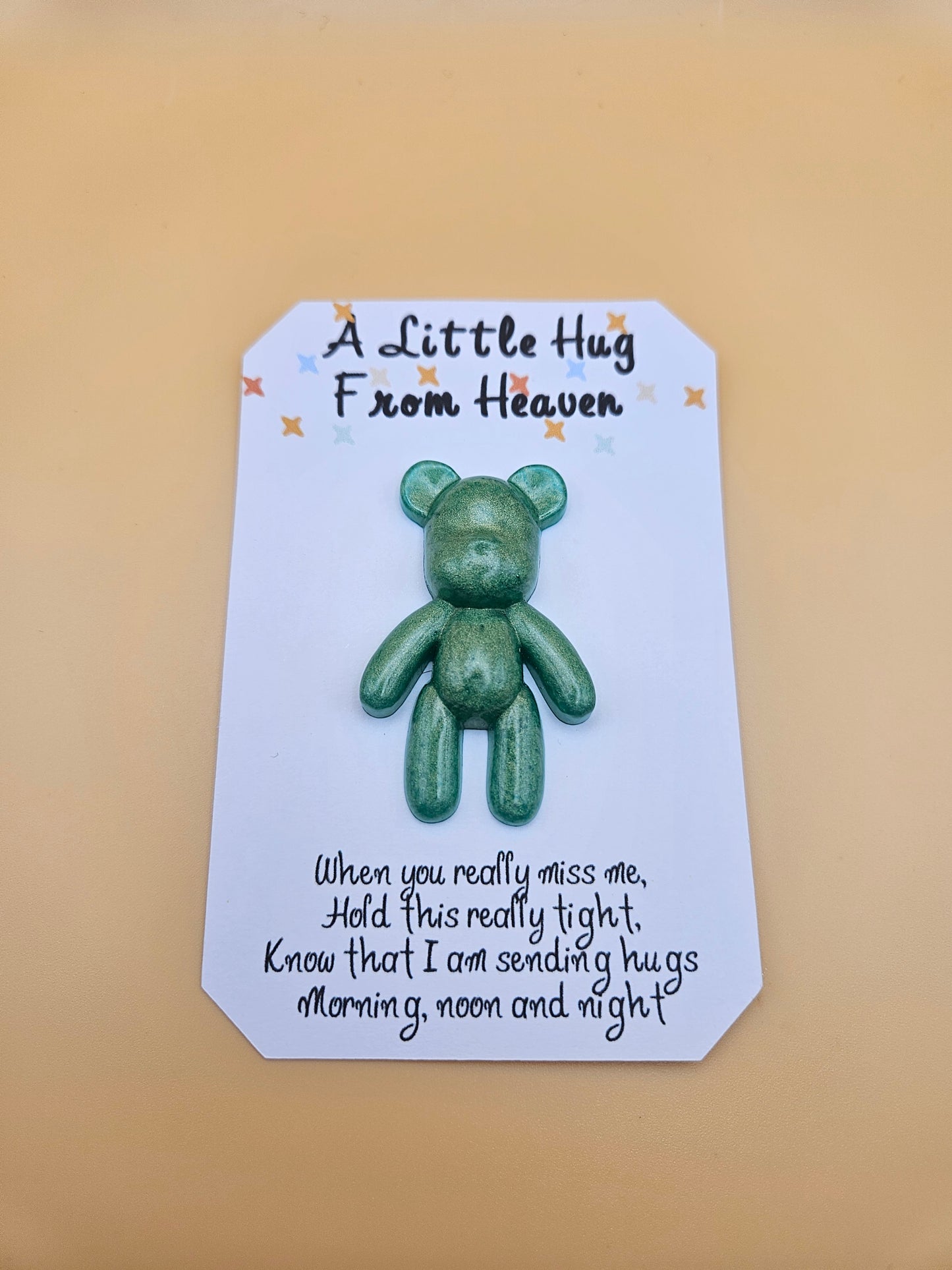 Made to Order Personalised Bear/Pocket Hug from Heaven/Resin bear with Memorial Keepsake/ Thoughtful Gift for Loss of a Loved one