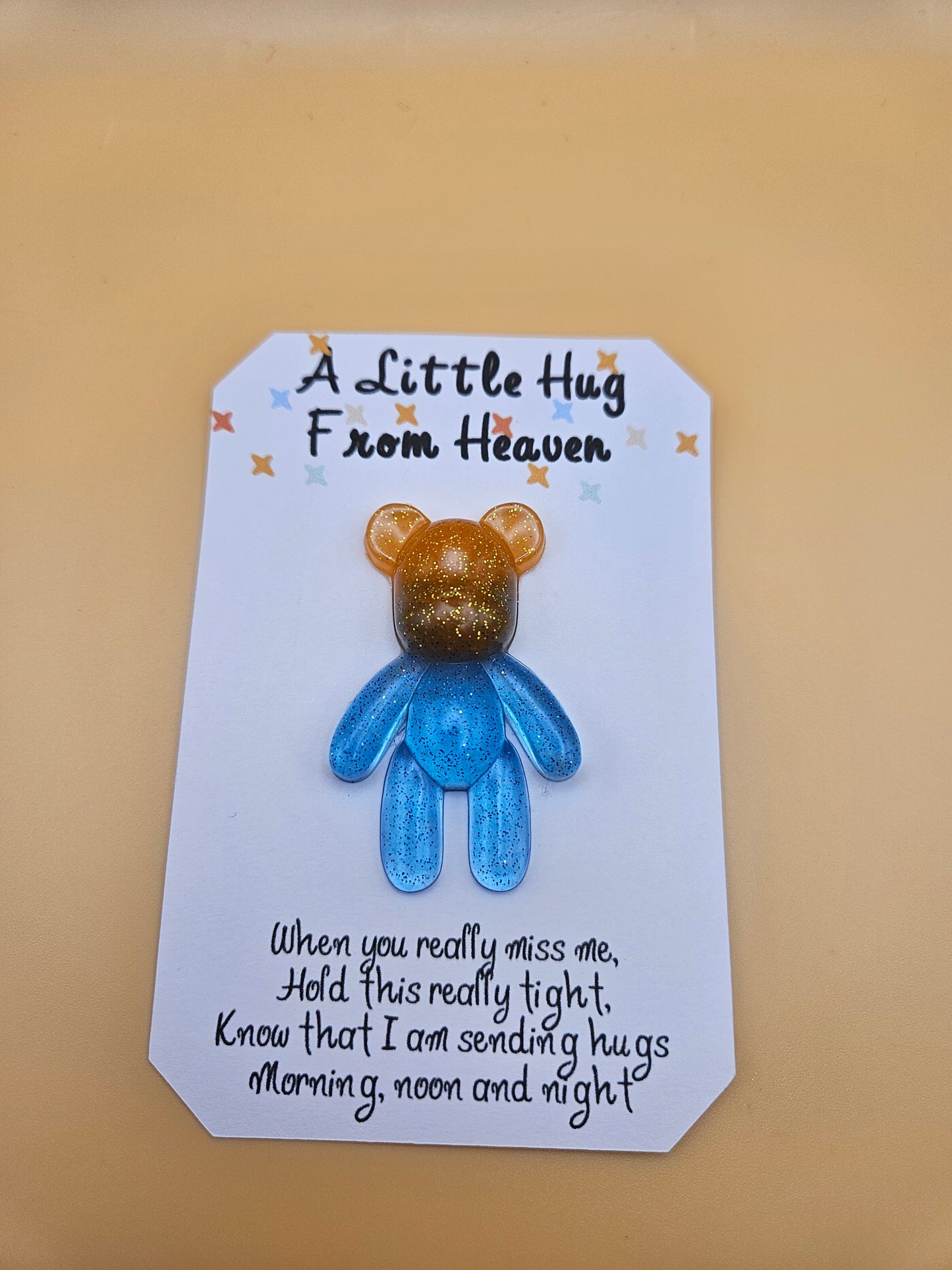 Made to Order Personalised Bear/Pocket Hug from Heaven/Resin bear with Memorial Keepsake/ Thoughtful Gift for Loss of a Loved one