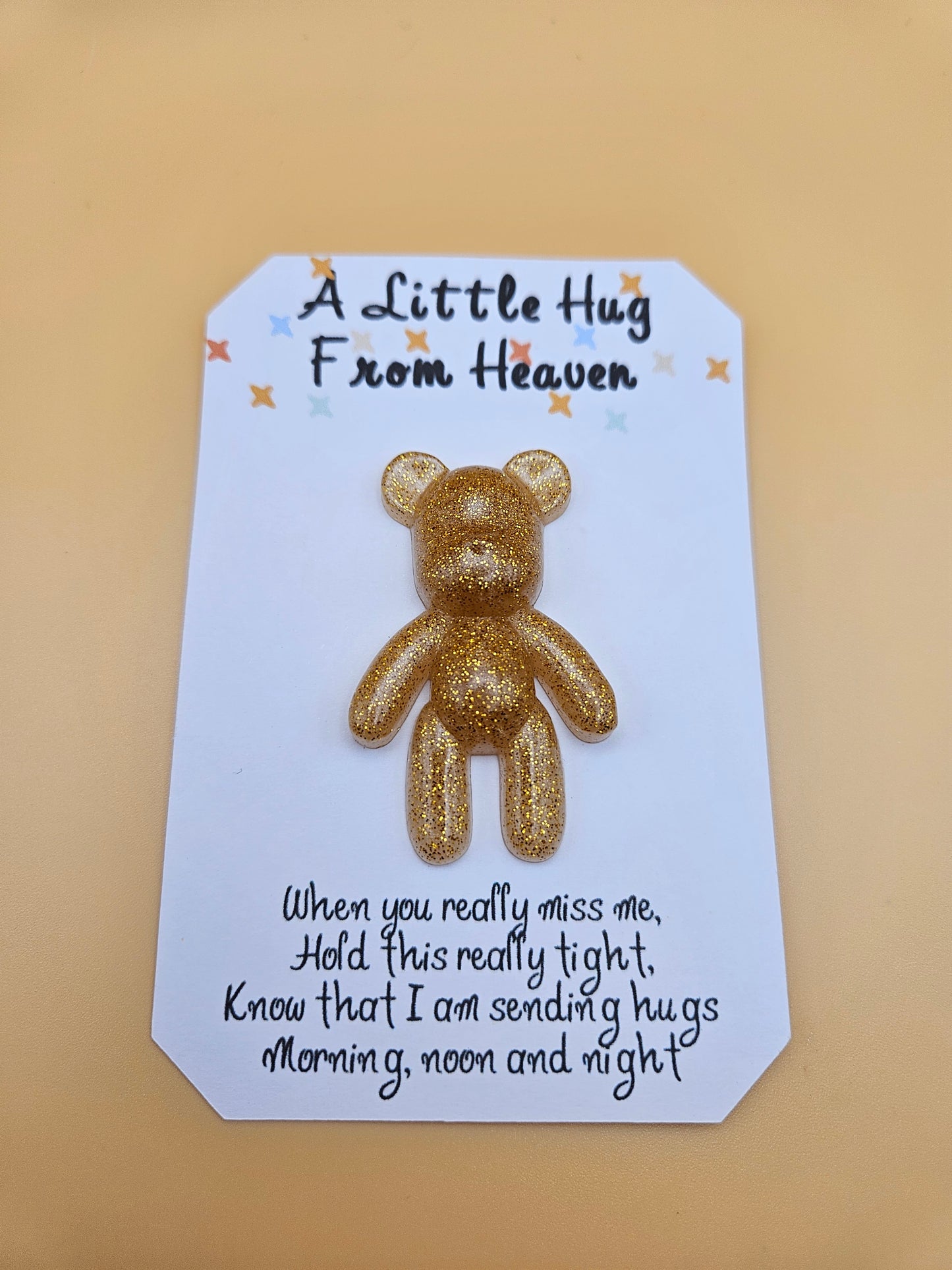 Made to Order Personalised Bear/Pocket Hug from Heaven/Resin bear with Memorial Keepsake/ Thoughtful Gift for Loss of a Loved one