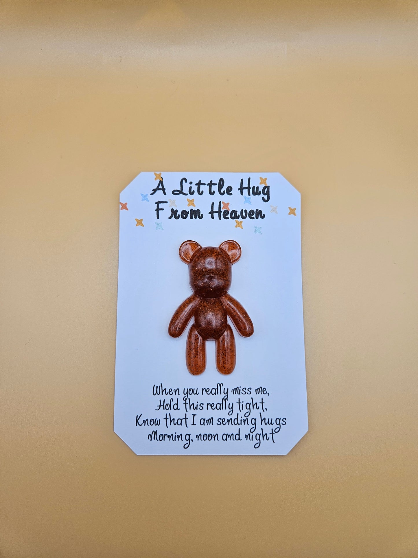 Made to Order Personalised Bear/Pocket Hug from Heaven/Resin bear with Memorial Keepsake/ Thoughtful Gift for Loss of a Loved one