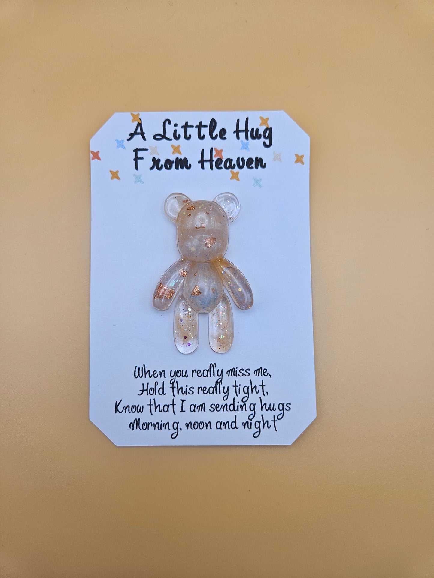 Made to Order Personalised Bear/Pocket Hug from Heaven/Resin bear with Memorial Keepsake/ Thoughtful Gift for Loss of a Loved one