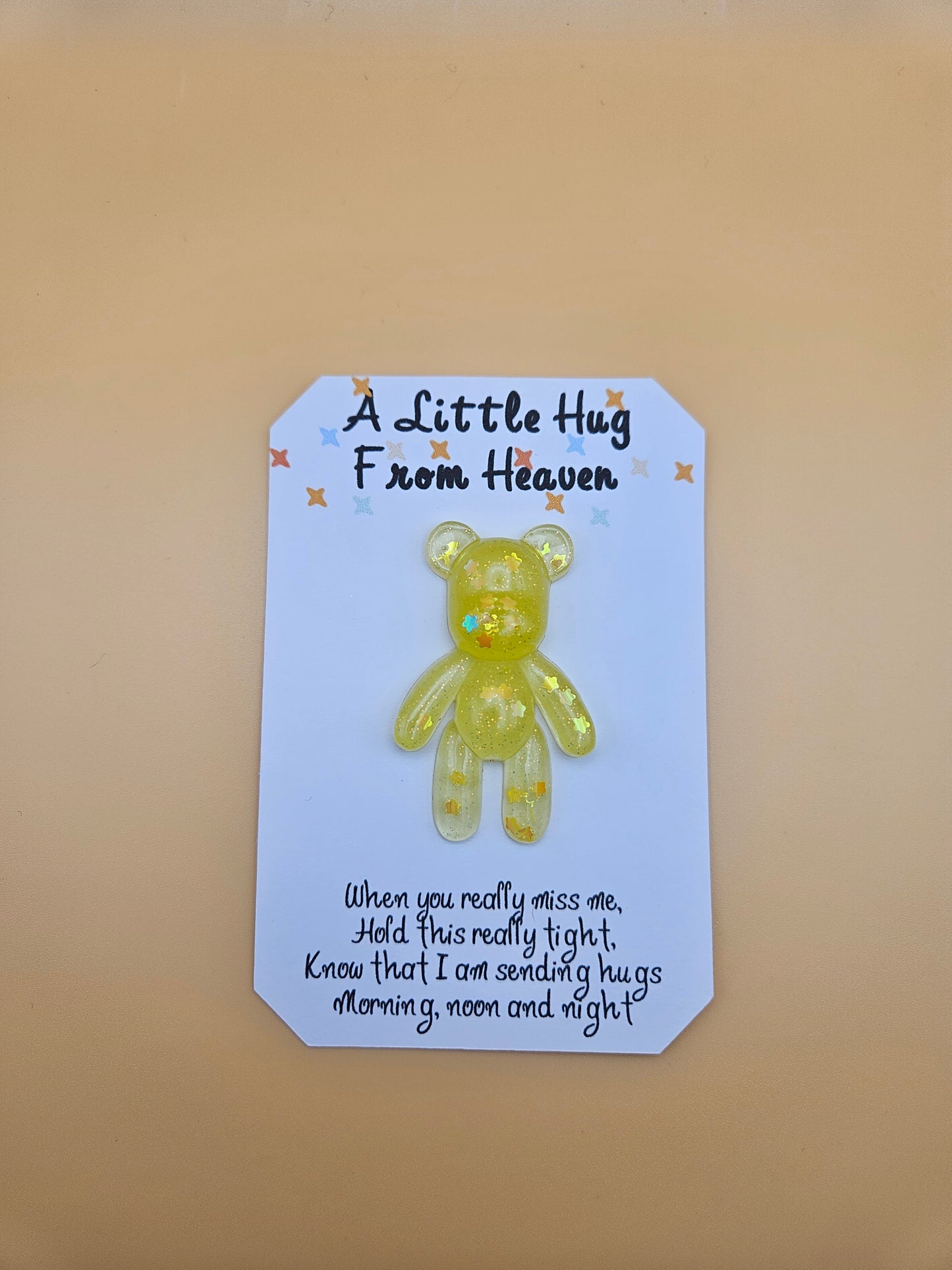 Made to Order Personalised Bear/Pocket Hug from Heaven/Resin bear with Memorial Keepsake/ Thoughtful Gift for Loss of a Loved one