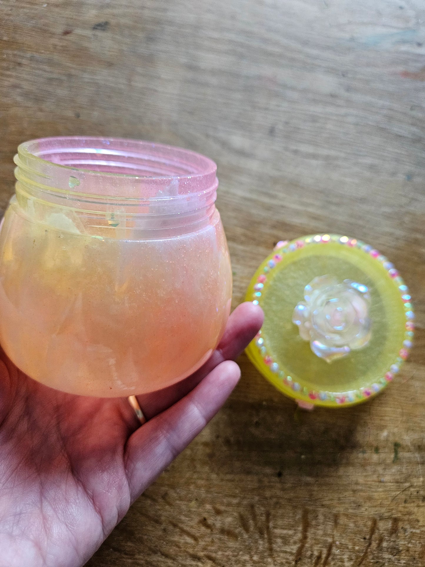 Pretty flower trinket pot/whimsical honey pot style jewellery holder/sparkly rhinestone storage dish/girl's bedroom home decor/ unique birthday gift daughter sister
