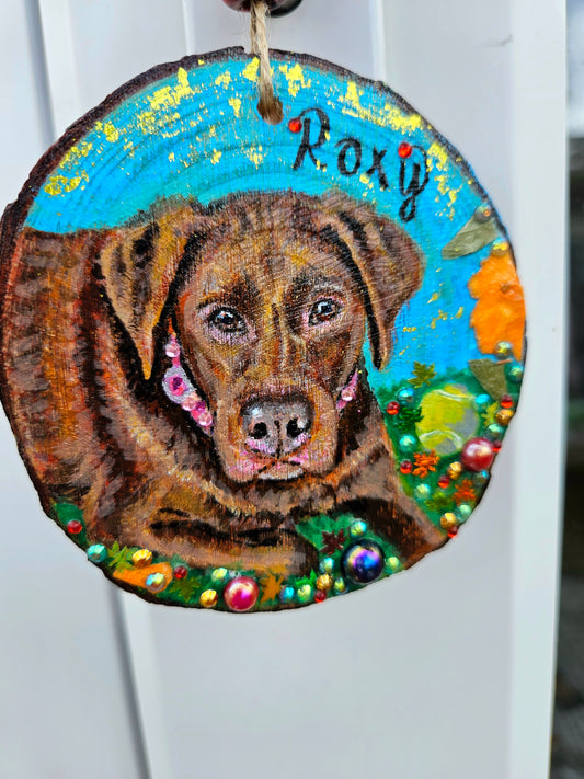 Custom Whimsy Pet Portrait Paintings/Personalised Pet Lovers Gift/Handpainted Animal Woodart/Pet Memorial Keepsake (Medium)