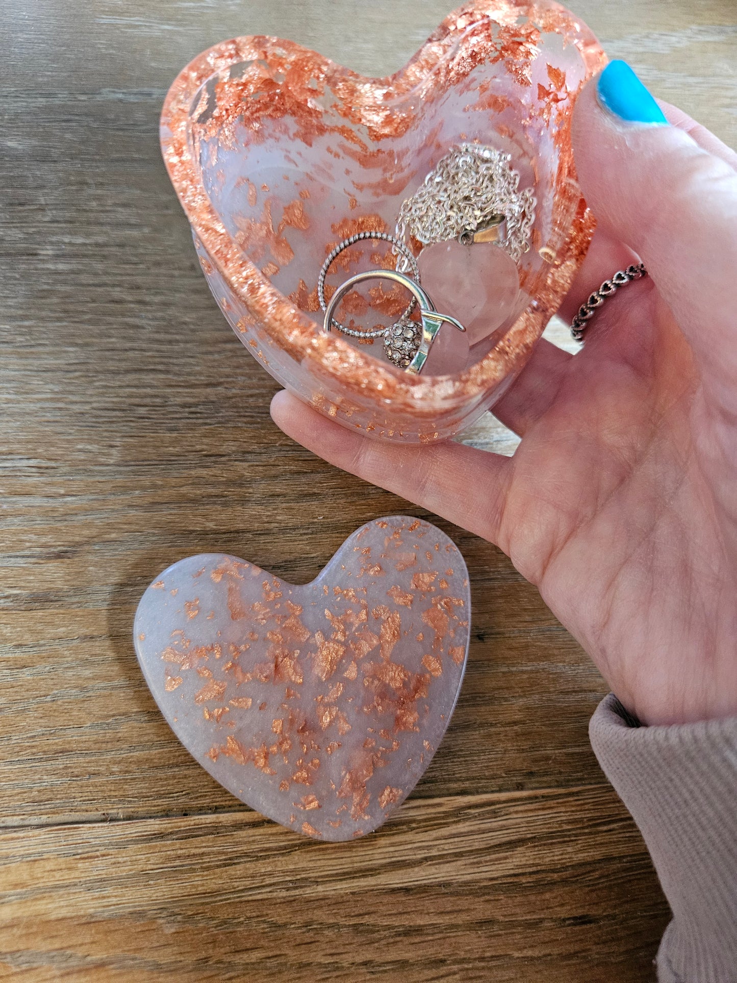 Marble Effect Rose Gold/White Heart Trinket/Jewellery Box/ Stylish Unique Original Birthday Gift Mum Gran Friend Girlfriend